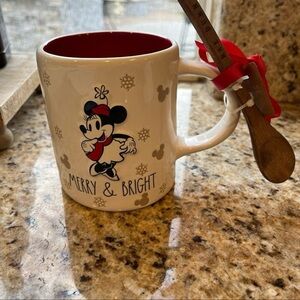 Rae Dunn Disney Minnie Mouse Merry & Bright Christmas Mug with Spoon